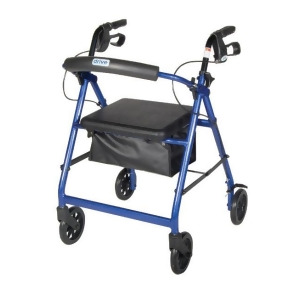 Drive Medical Walker Rollator with 6 Wheels Fold Up Removable Back Support and Padded Seat Blue - All