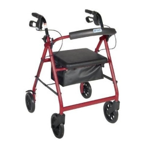Drive Medical Aluminum Rollator with Fold Up and Removable Back Support and Padded Seat Red - All