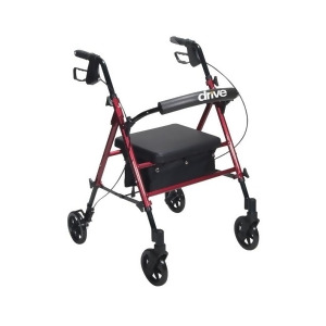 Drive Medical Adjustable Height Rollator with 6 Wheels Red - All