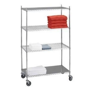 Linen Cart 24x48x72 w/Solid Bottom 16 gauge Chrome Plated Shelf - All