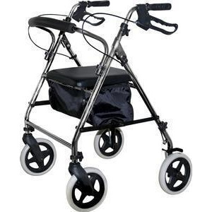 Curved Back Foldup Travel Rollator Silver - All