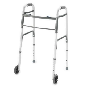 Deluxe Two-Button Folding Walker Wheels Installed Carton of 4 - All