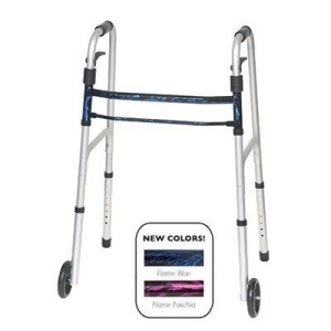 Probasics Sure Lever Release Folding Walker with Wheels Flame Blue Carton of 4 - All