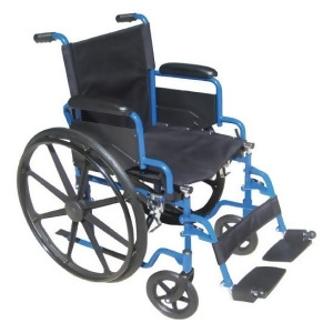 Drive Medical Blue Streak Wheelchair with Flip Back Desk Arms Elevating Leg Rests 18 Seat - All