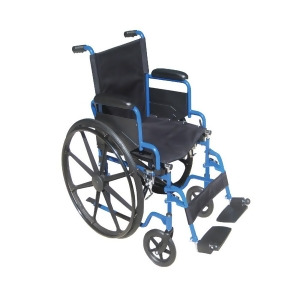 Drive Medical Blue Streak Wheelchair with Flip Back Desk Arms Swing Away Footrests 18 Seat - All
