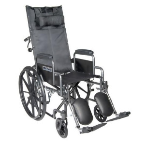 Drive Medical Silver Sport Reclining Wheelchair with Elevating Leg Rests Detachable Desk Arms 18 Seat - All