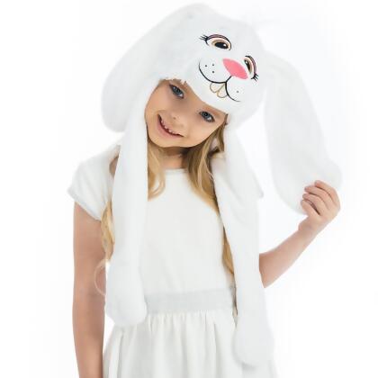 Bunny Plush Headpiece Kids White Rabbit Dress-Up Play Accessory Hat Animal 5 O'Reet 