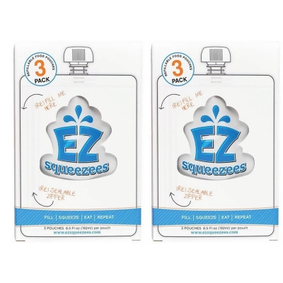 EZ Squeezees Reusable Squeeze Food Pouch 6pk Storage Toddler Kids Refill 894-0001-6pk 