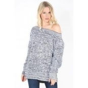 Voila Off The Shoulder Cable Knitted Oversized Jumper Voila Off The Shoulder Cable Knitted Oversized Jumper