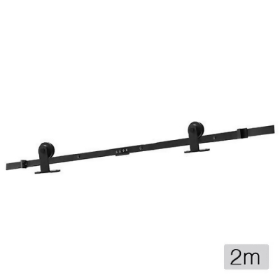 2m Sliding Barn Door Hardware Track Set Q235 Steel Black From Real