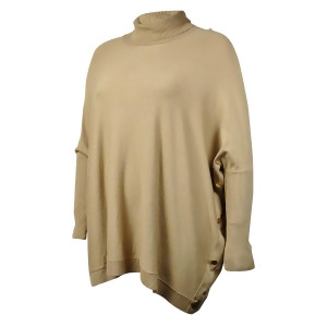 Alfani Women's Metal Button Side Trim Sweater L Tannin - All