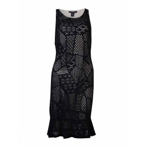 Alfani Women's Patchwork Lace-Overlay Dress M Deep Black - All