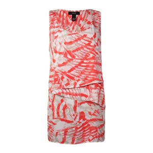 Alfani Women's Printed Crepe Scoop Neck Top 12 Wing Coral - All