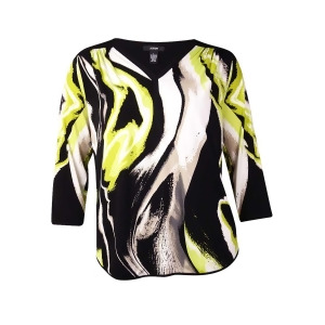 Alfani Women's V-Neck Swirl Printed Top L Abstract Flow - All