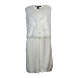 Alfani Women's Faux-Fur Knit Long Vest Cardigan Xs Cloud - All
