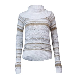 Inc International Concepts Women's Cowl Neck Striped Sweater Xs White/Gold - All