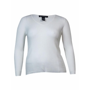 Inc International Concepts Women's VNeck Ribbed Knit Sweater Xxl Washed White - All