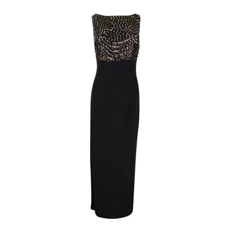 lauren ralph lauren embroidered sequin gown