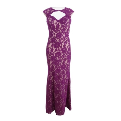 Xscape Women's Cutout Lace Gown (2, Purple/Beige) 