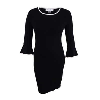 calvin klein bell sleeve black dress