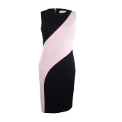 Calvin Klein Women's Colorblocked Sheath Dress (6, Black/Bush) Calvin Klein Women's Colorblocked Sheath Dress (6, Black/Bush)