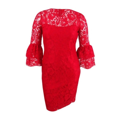 calvin klein red bell sleeve dress