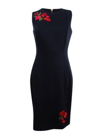 calvin klein black embroidered dress