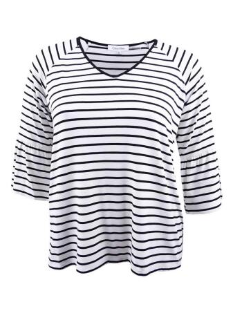 Calvin Klein Women's Plus Size Striped Flare-Sleeve Top 