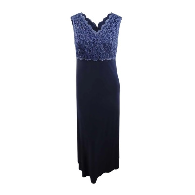Alex Evenings Women's Plus Size Solid & Glitter Lace Surplice Gown 