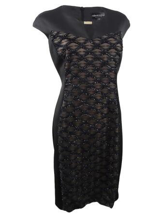 Connected Women's Petite Glitter Keyhole Sheath Dress