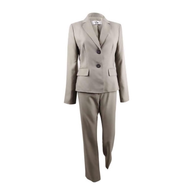 Le Suit Women's Two-Button Pantsuit (4, Cashmere/Black) 