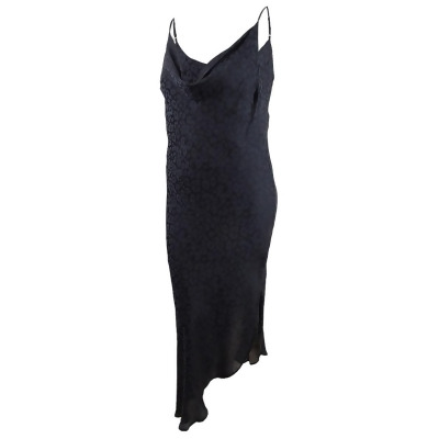 Bar III Women's Leopard Print Midi Slip Dress (XXS, Deep Black) 