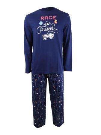 Family Pajamas Matching Men's Race For Presents Pajama Set (L, Presents)