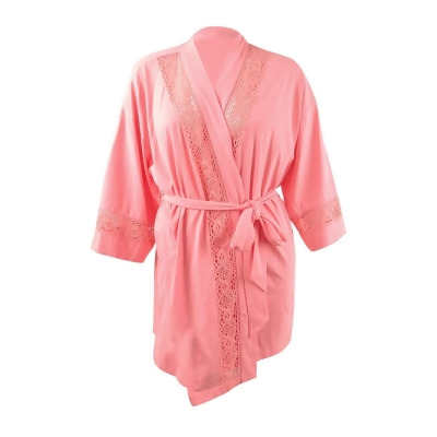 Charter Club Women's Embroidered Lace Soft Knit Robe (XL, Coral Lining) 
