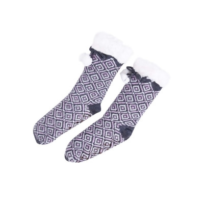 Charter Club Women's Printed Fleece & Grippers Slipper Socks (S/M, Grey) 