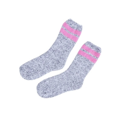 Charter Club Women's Varsity Stripe Butter Socks (One Size, Grey/Pink) 