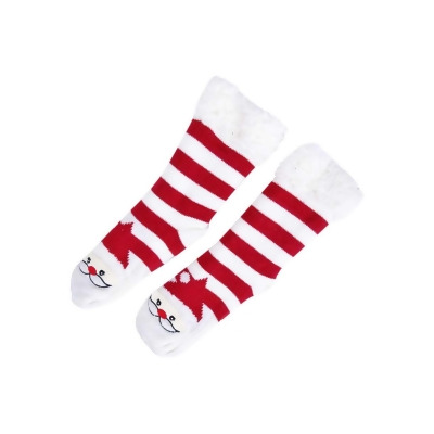 Charter Club Women's Santa Striped Fleece & Grippers Slipper Socks (L/XL, Red) 