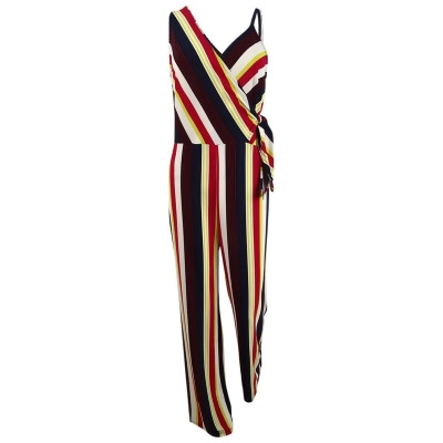 Bar III Women's Striped Asymmetrical Side-Tie Jumpsuit 