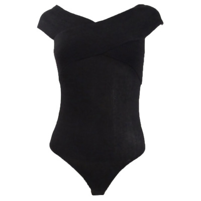 Bar III Women's Crossover Bodysuit (XS, Deep Black) 