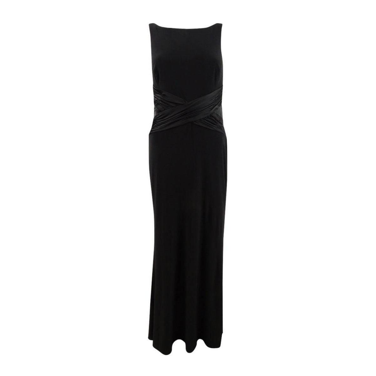 Lauren Ralph Lauren Women's Satin-Trim Jersey Gown (2, Black)