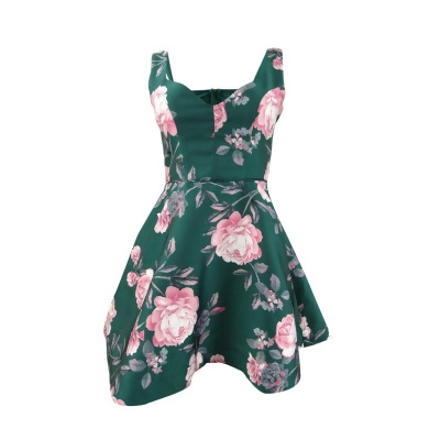 Crystal Doll Juniors' Sweetheart Floral Dress (1, Green/Pink) 