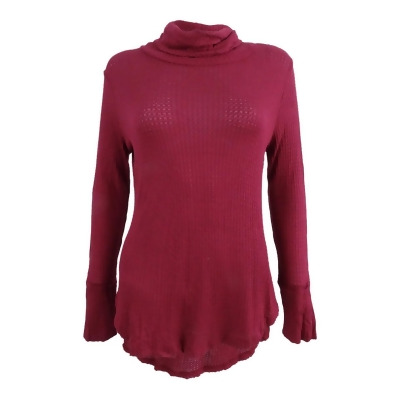 Its Our Time Women's Waffle-knit Pullover Top (M, Burgundy) 