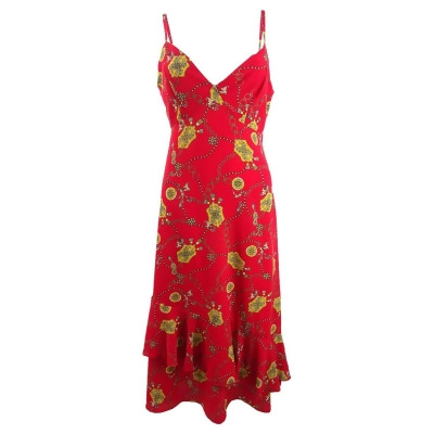 Speechless Juniors' Printed Slip Maxi Dress (S, Red/Gold) 