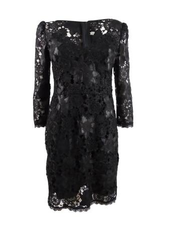 Nanette Lepore Women's Floral Lace Dress (4, Black) 