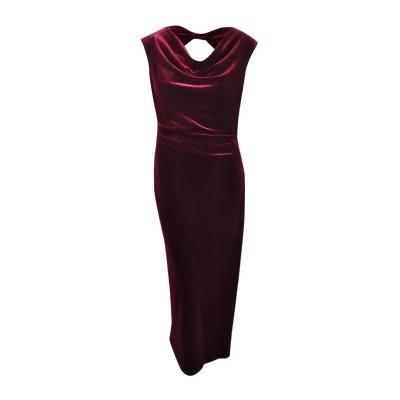 Xscape Women's Plus Size Drape-Front Velvet Gown (18W, Burgundy) 