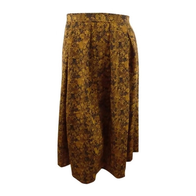 Bar III Women's Plus Size Snake-Print Pleated Midi Skirt (1X, Harvest/Black) 