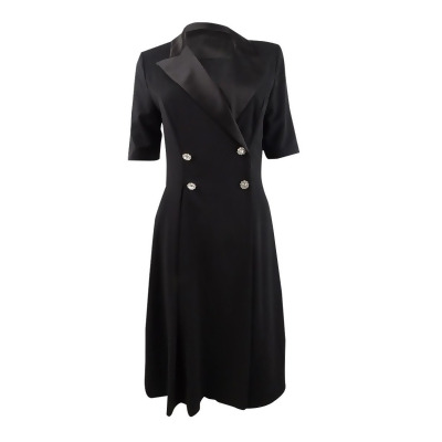 Xscape Women's Embellished Button Blazer Dress (4, Black) 