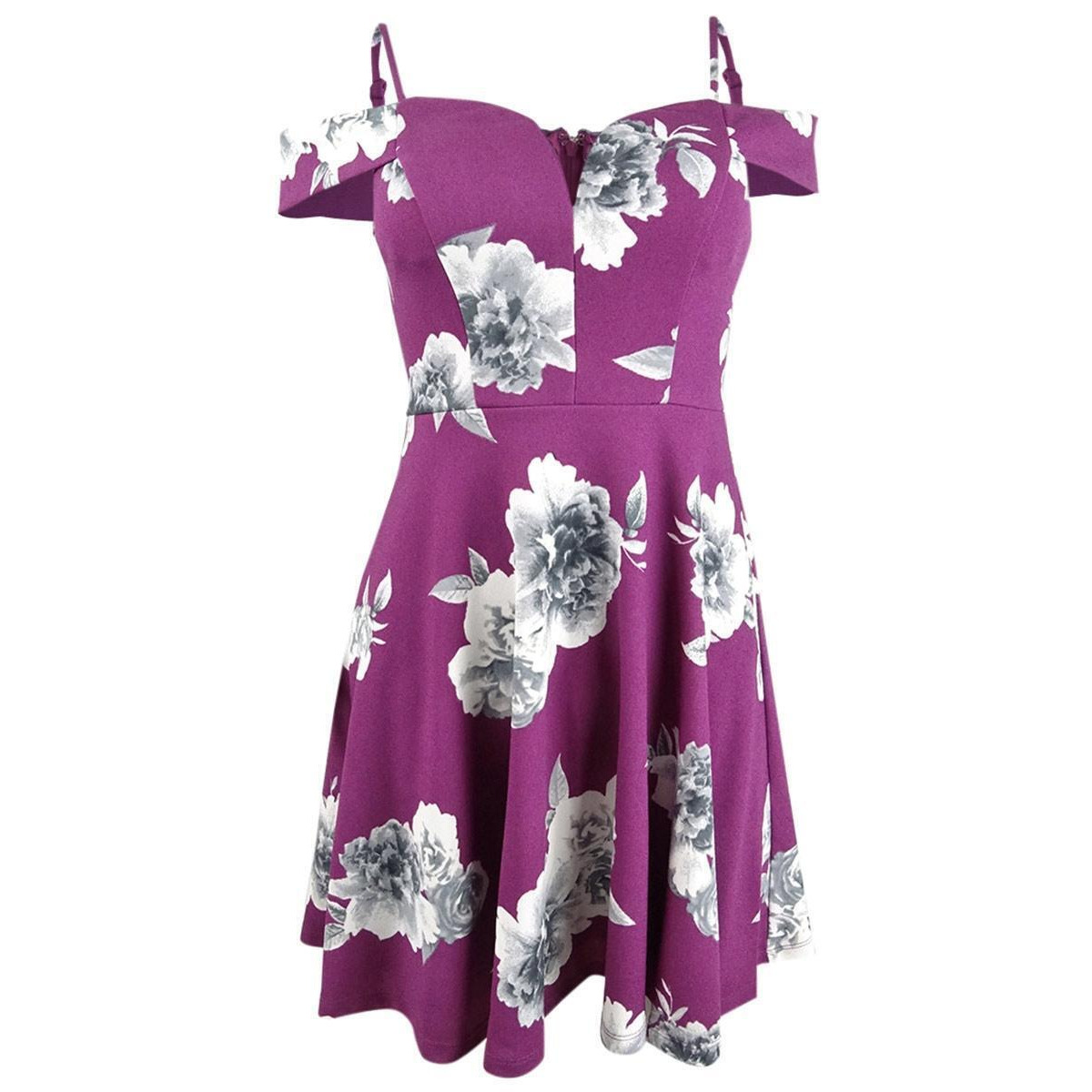 City Studios Juniors' Off-The-Shoulder Floral-Print Dress