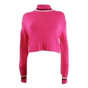 Derek Heart Juniors' Turtleneck Cropped Sweater (M, Pink Yarrow)