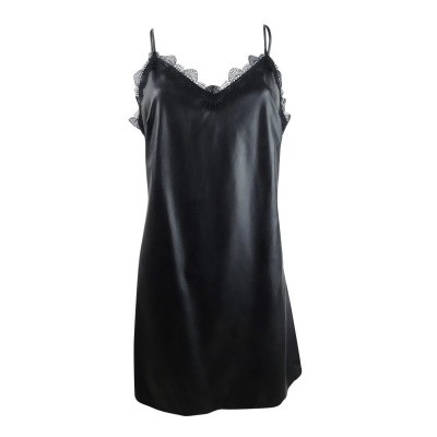 Michael Michael Kors Women's Faux-Leather Slip Dress (M, Black) 